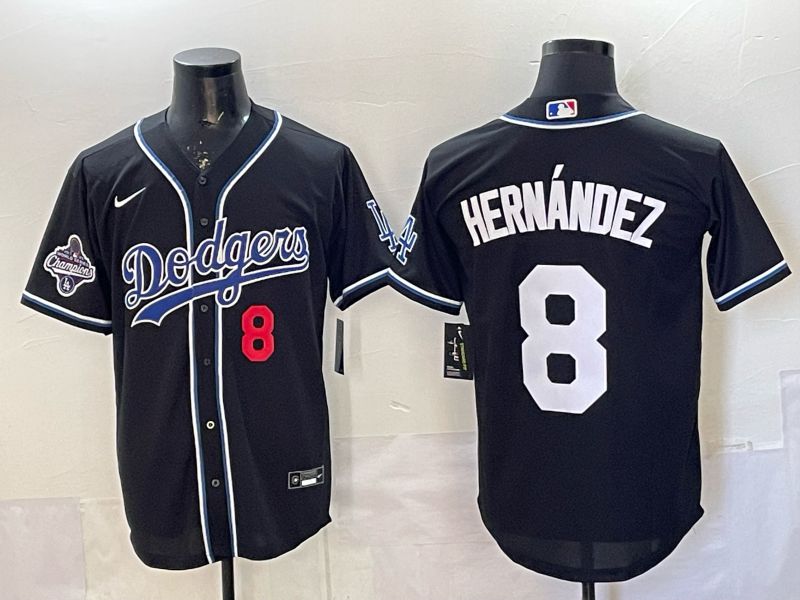 Men 2026 Nike Los Angeles Dodgers #8 Hernandez Black Game MLB Jersey 06->los angeles dodgers->MLB Jersey